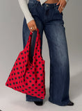 Worth My Time Oversized Tote Bag Red Black Polka