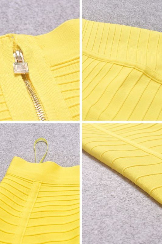 Pencil Bandage Knitted Knee Length Skirt Sun Yellow