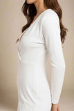Blaire Long Sleeve Bandage Dress White Pearl