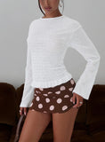 Bradly Shirred Long Sleeve Top White