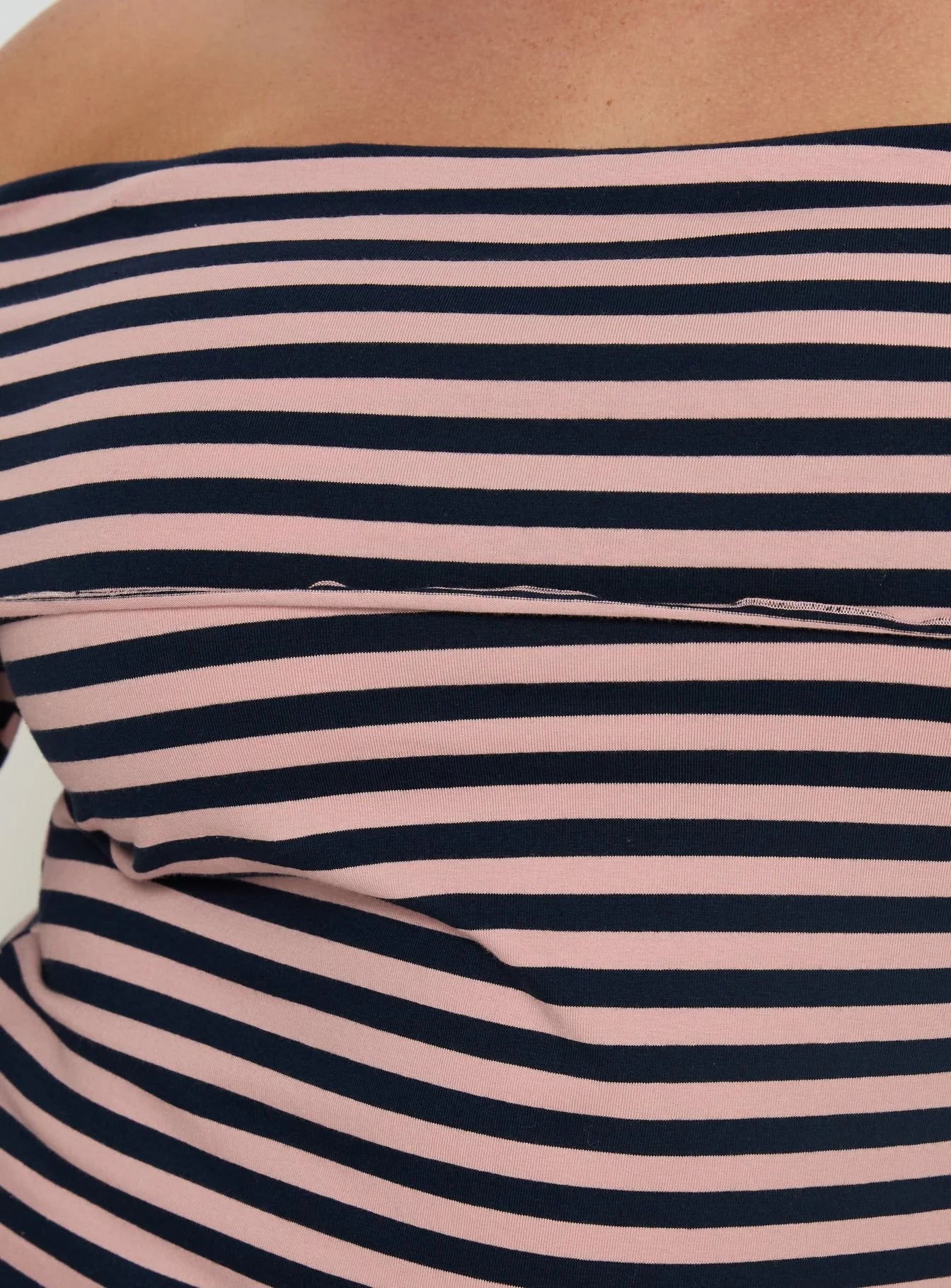 Janicia Off Shoulder Top Pink Stripe Curve