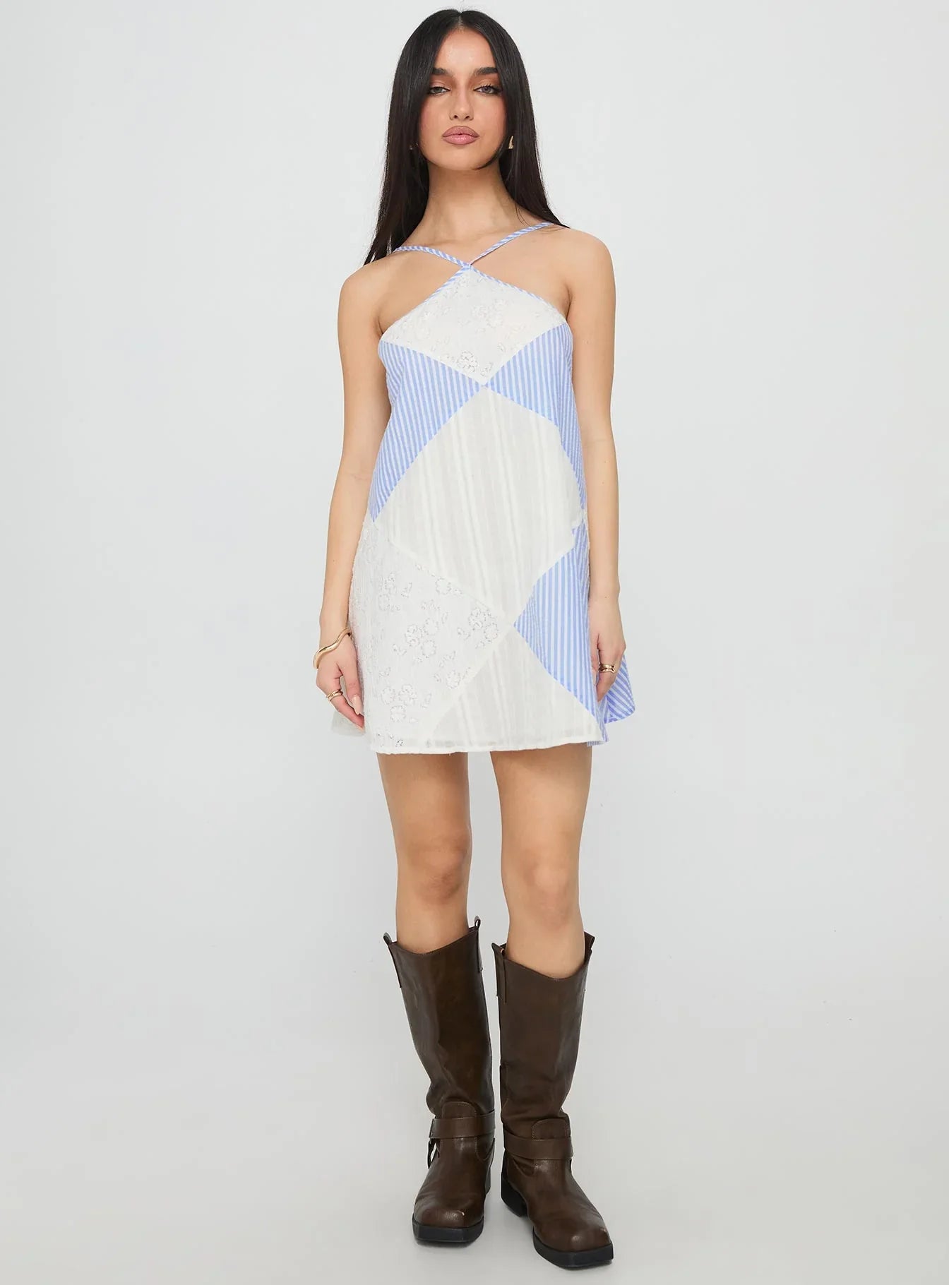 Rivena Arrowhead Mini Dress Blue White