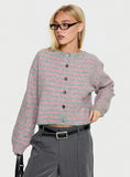 Raynna Button Up Cardigan Pink / Grey Stripe