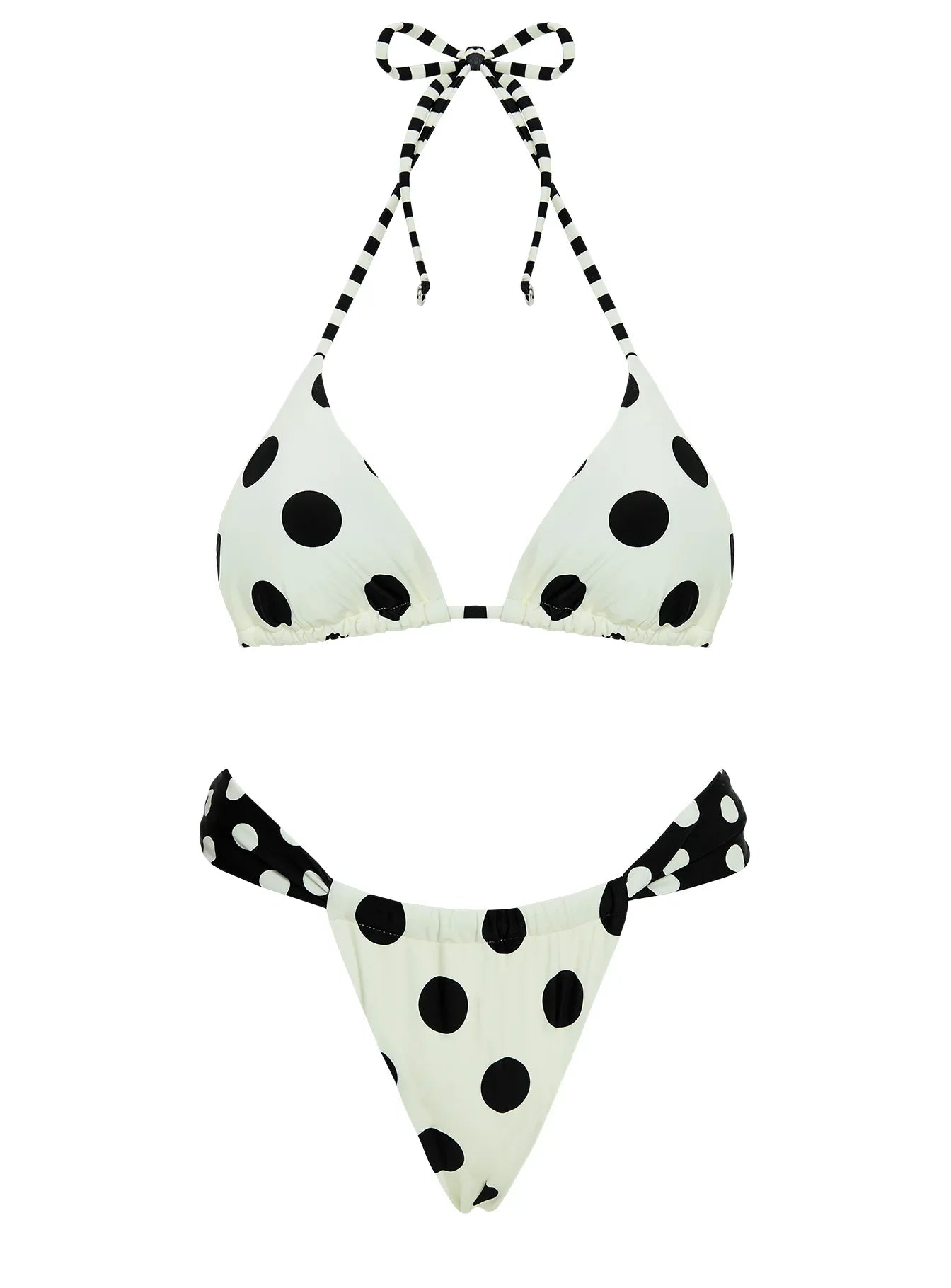 Jenner High Side Bikini Bottom Cream Polka Dot