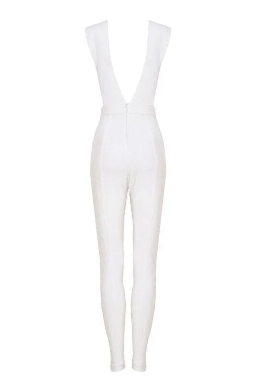 Pia Bandage Pants Jumpsuit White Pearl