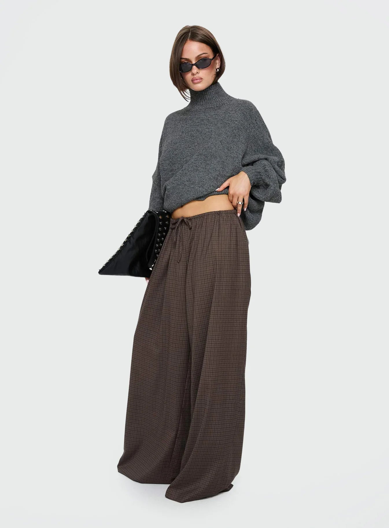 Bungala Oversized Relaxed Pants Brown Check