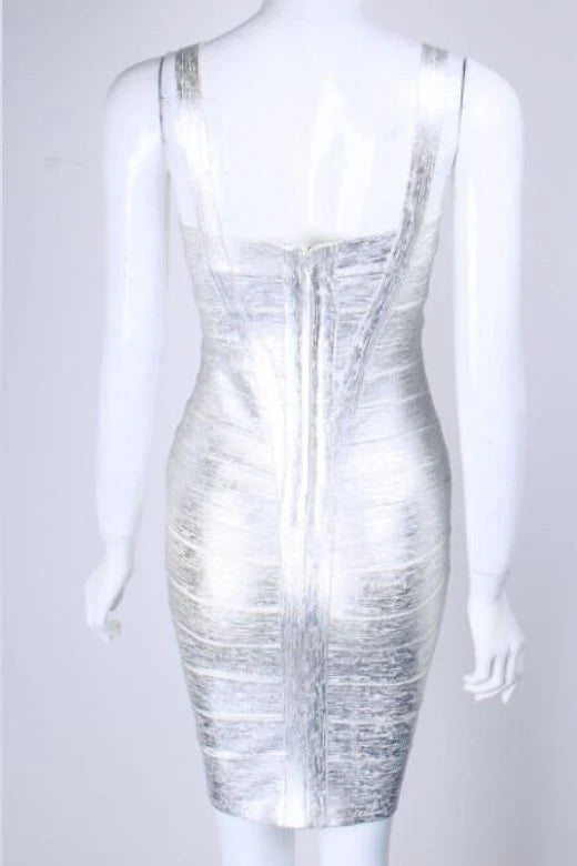 Heidi Bandage Mini Dress Silver Sale