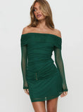 Olympique Long Sleeve Mini Dress Teal