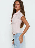 Tyrin Lace Trim Short Sleeve Shirt Pink