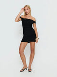 Parisia Off Shoulder Lace Mini Dress Black