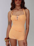 Dreaming Of Me Top Orange Stripe