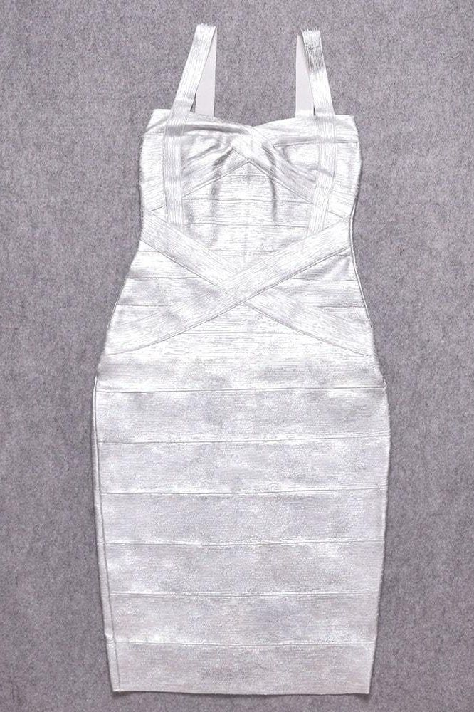 Heidi Bandage Midi Dress Silver