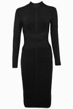 Jane Long Sleeve Bodycon Midi Dress Classic Black