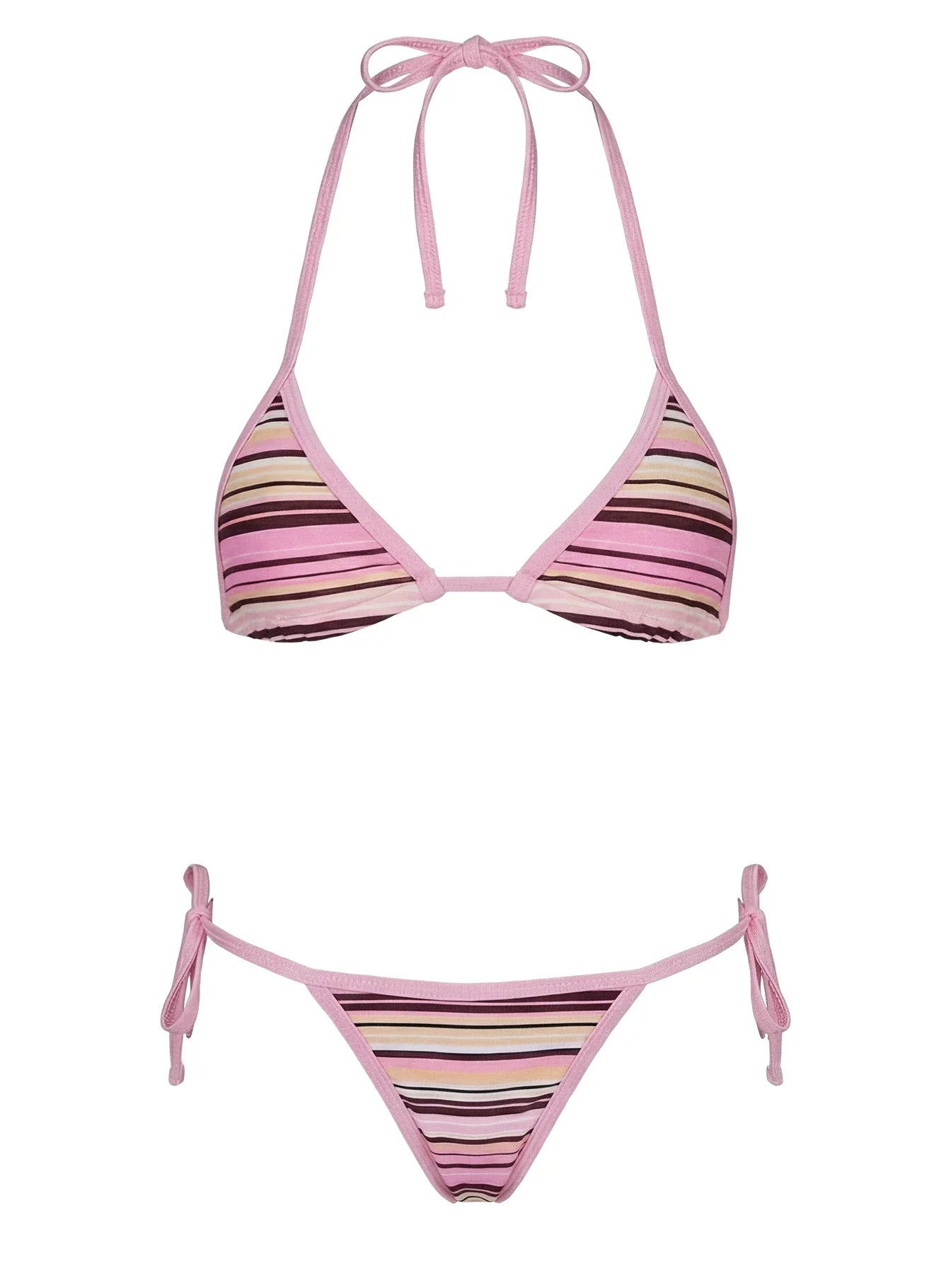 Blaylock Triangle Bikini Top Pink Yellow Stripe