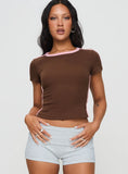 Baseline Scoop Rib Tee Brown Pink