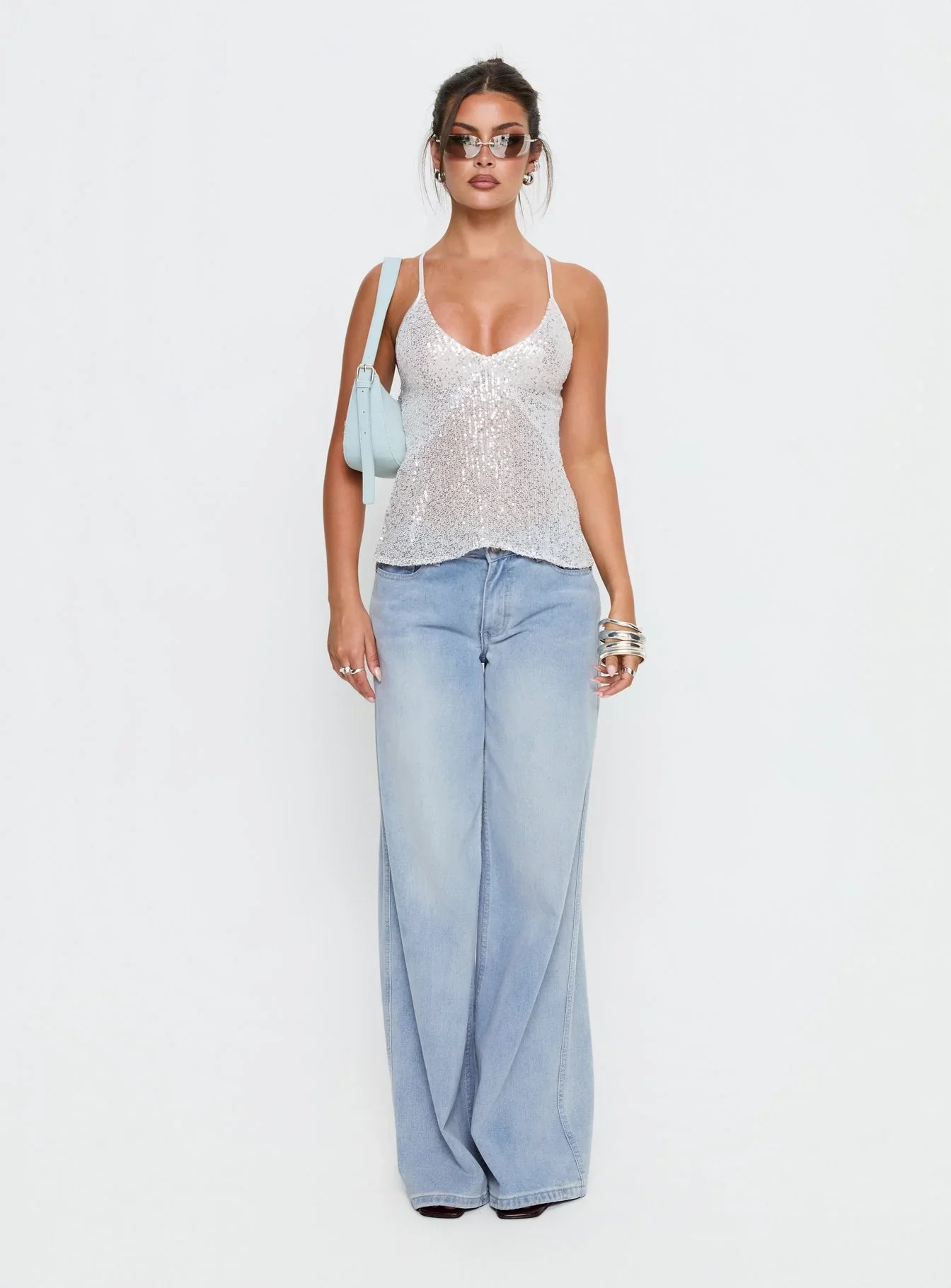 Opaline Sequin Cami Top Silver
