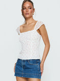 Orvena Square Neck Top White Floral