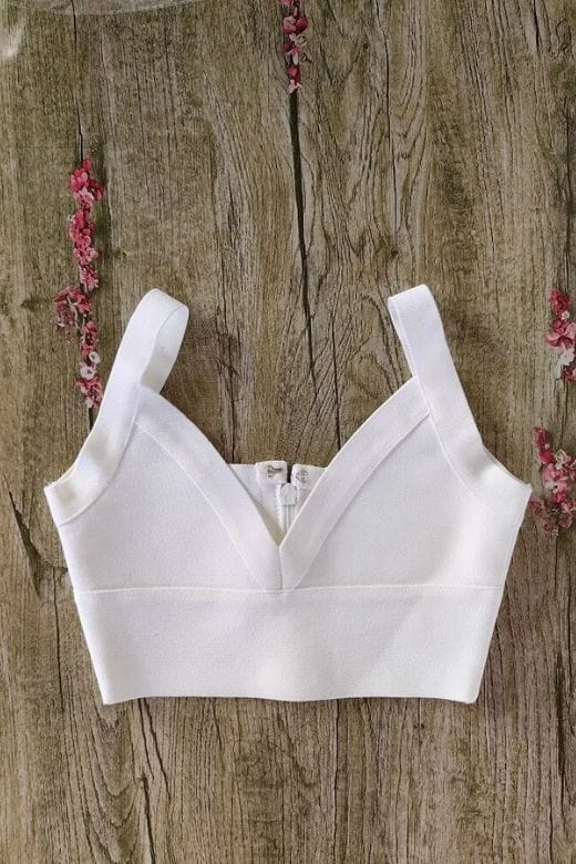 Bee Bandage Crop Top White Pearl