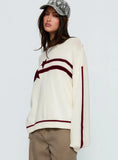 Star Track Graphic Jumper Cream Red