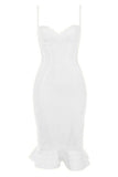 Joy Bandage Midi Dress White Pearl