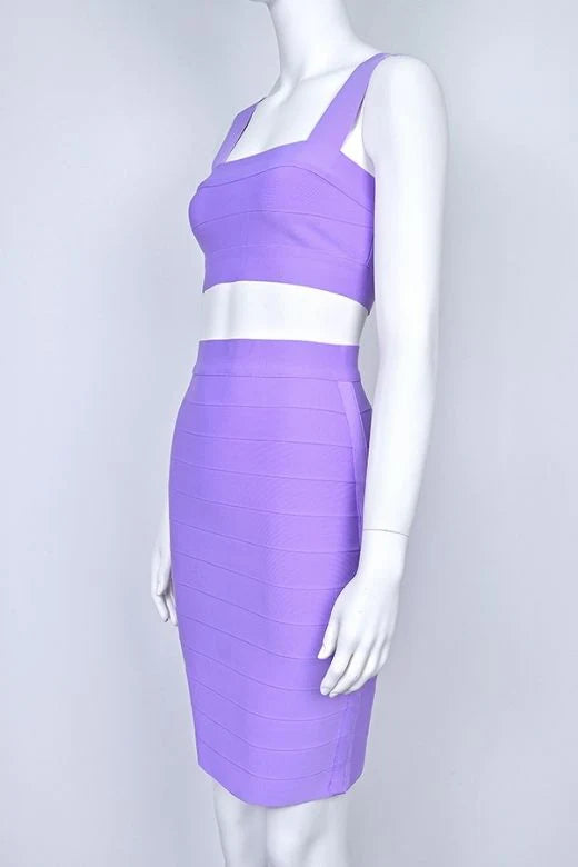 Ophelia Bandage Crop Top and Skirt Set Violet