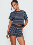 Arlynn Knit Micro Shorts Blue Stripe