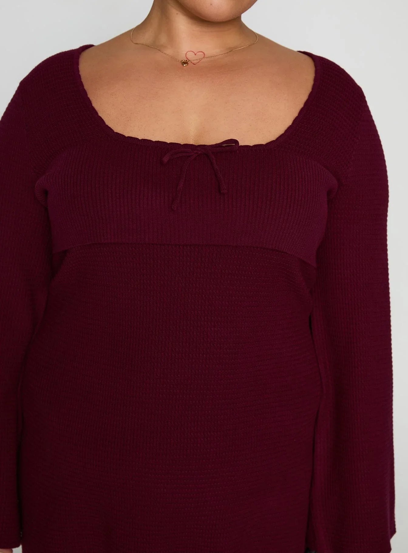 Sandyra Knit Mini Dress Maroon Curve