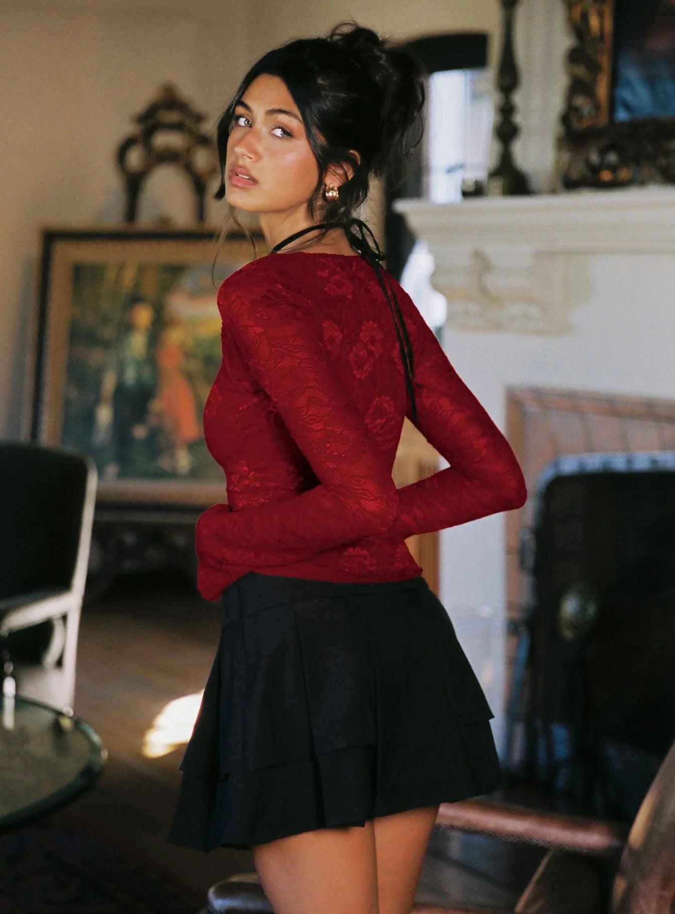 Yeva Pleat Mini Skirt Black