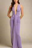 Bella Bodycon Wrap Maxi Dress Violet Sale