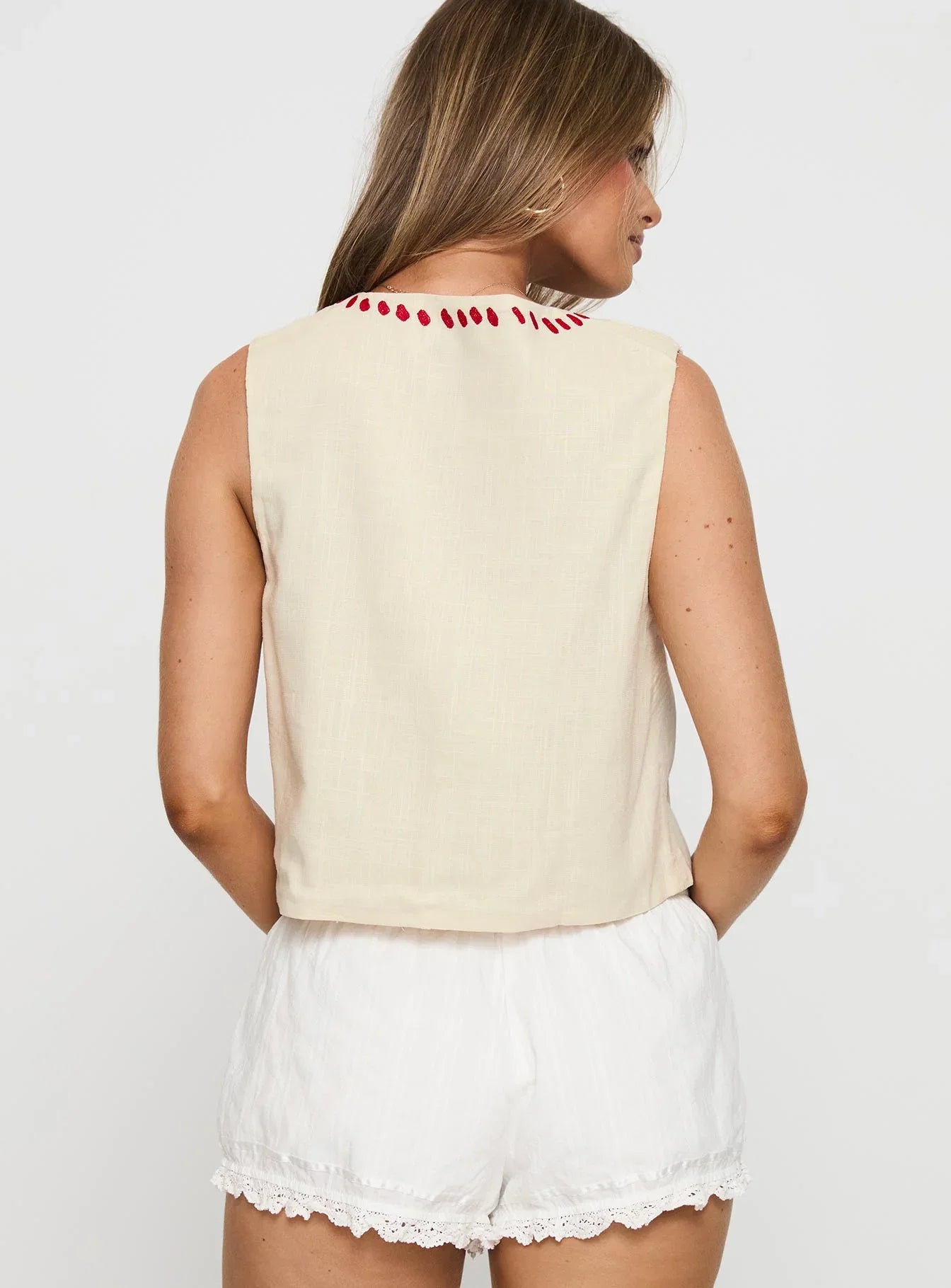 Grazia Vest Top Cream Red