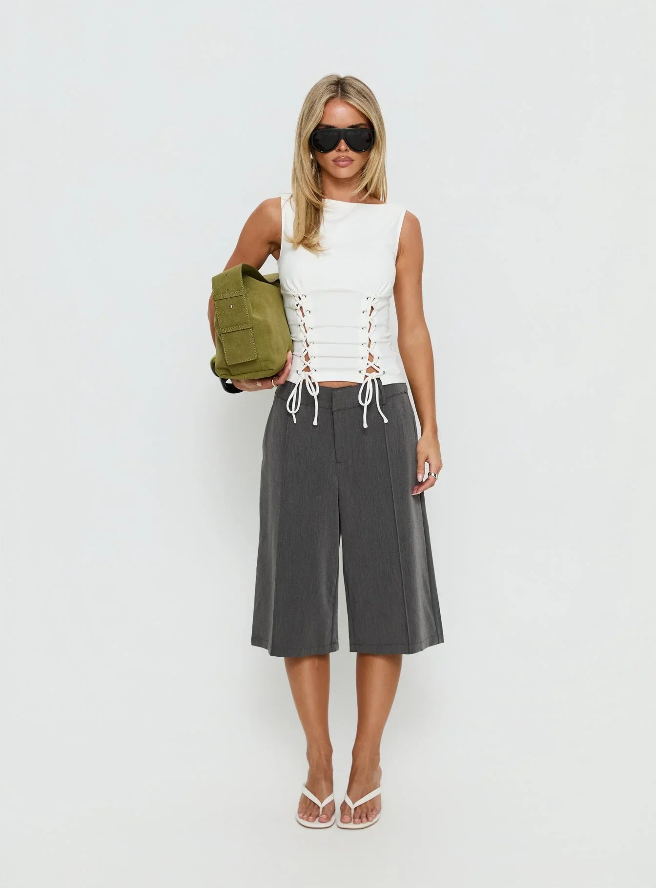 Lindee Tie Up Sleeveless Top White