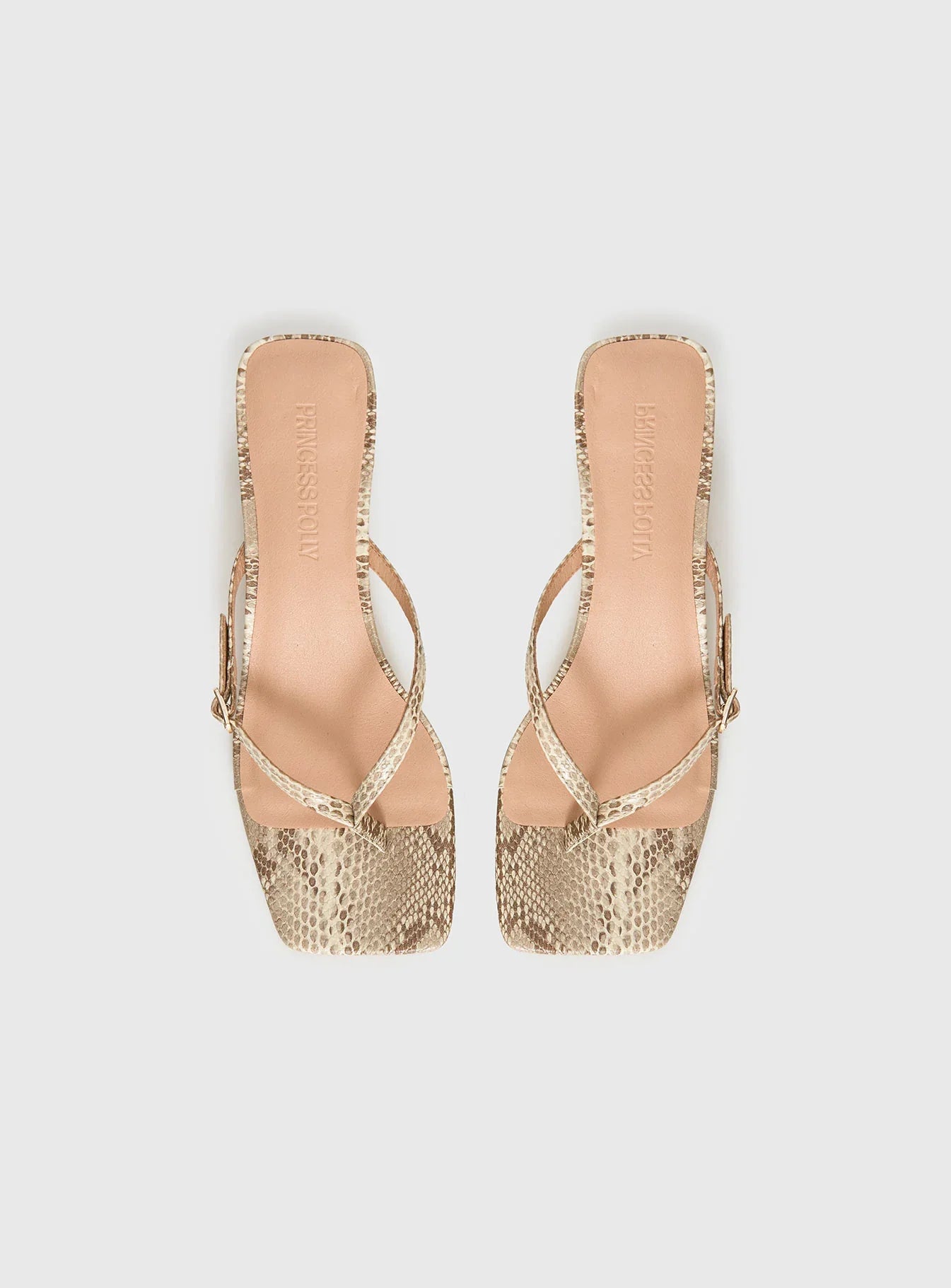 Veyla Square Toe Thong Heels Snake