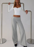 Nevivi Foldover Studded Pants Grey Marle