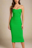 Aaliyah Bandage Midi Dress Neon Green