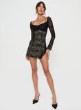 Aubriella Lace Mini Dress Black