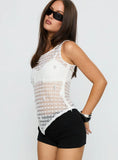 Lavonte Crochet Asymmetrical Top White