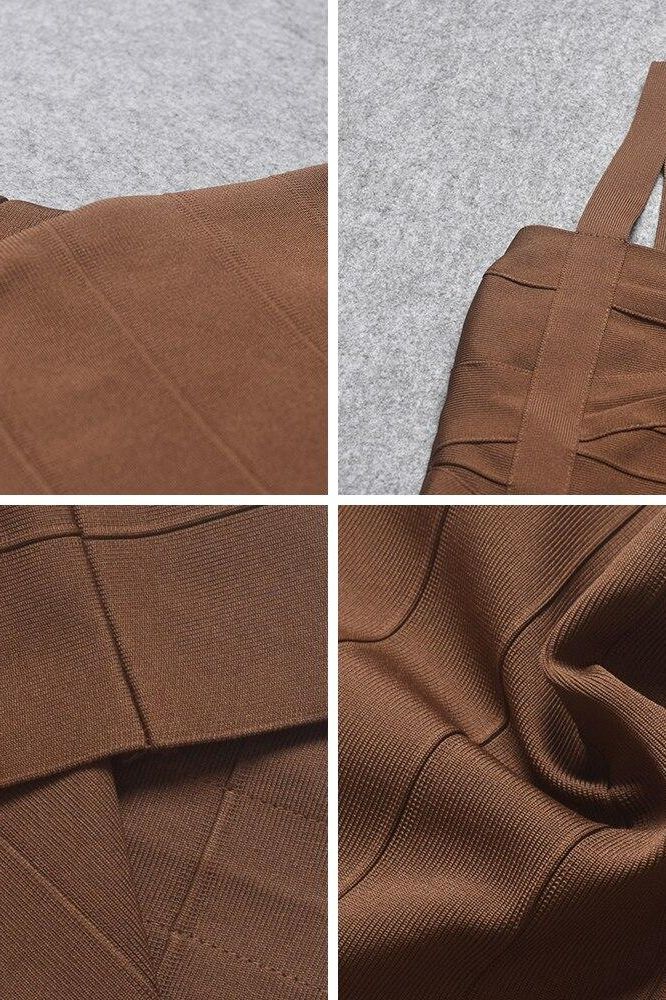 Heidi Bandage Mini Dress Tan Brown