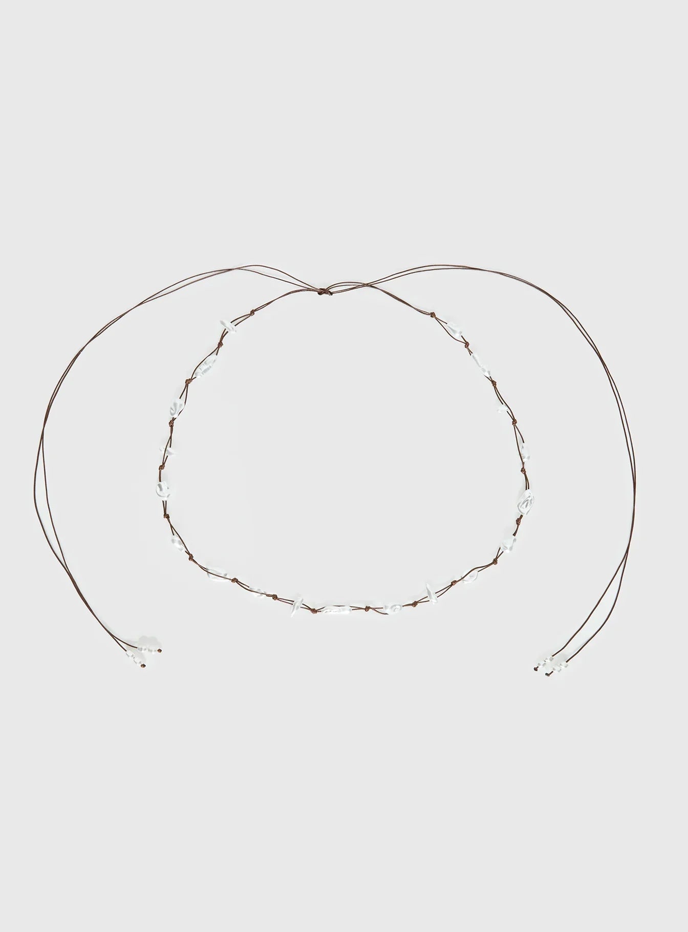 Delle Pearl Detail Wrap Belt Brown