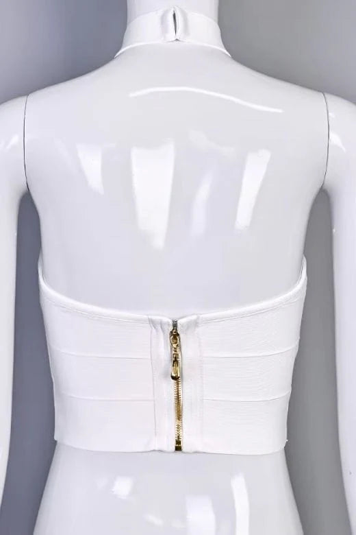 Willow Bandage Crop Top White Pearl
