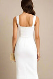 Marilyn Bodycon Wrap Midi Dress White Pearl