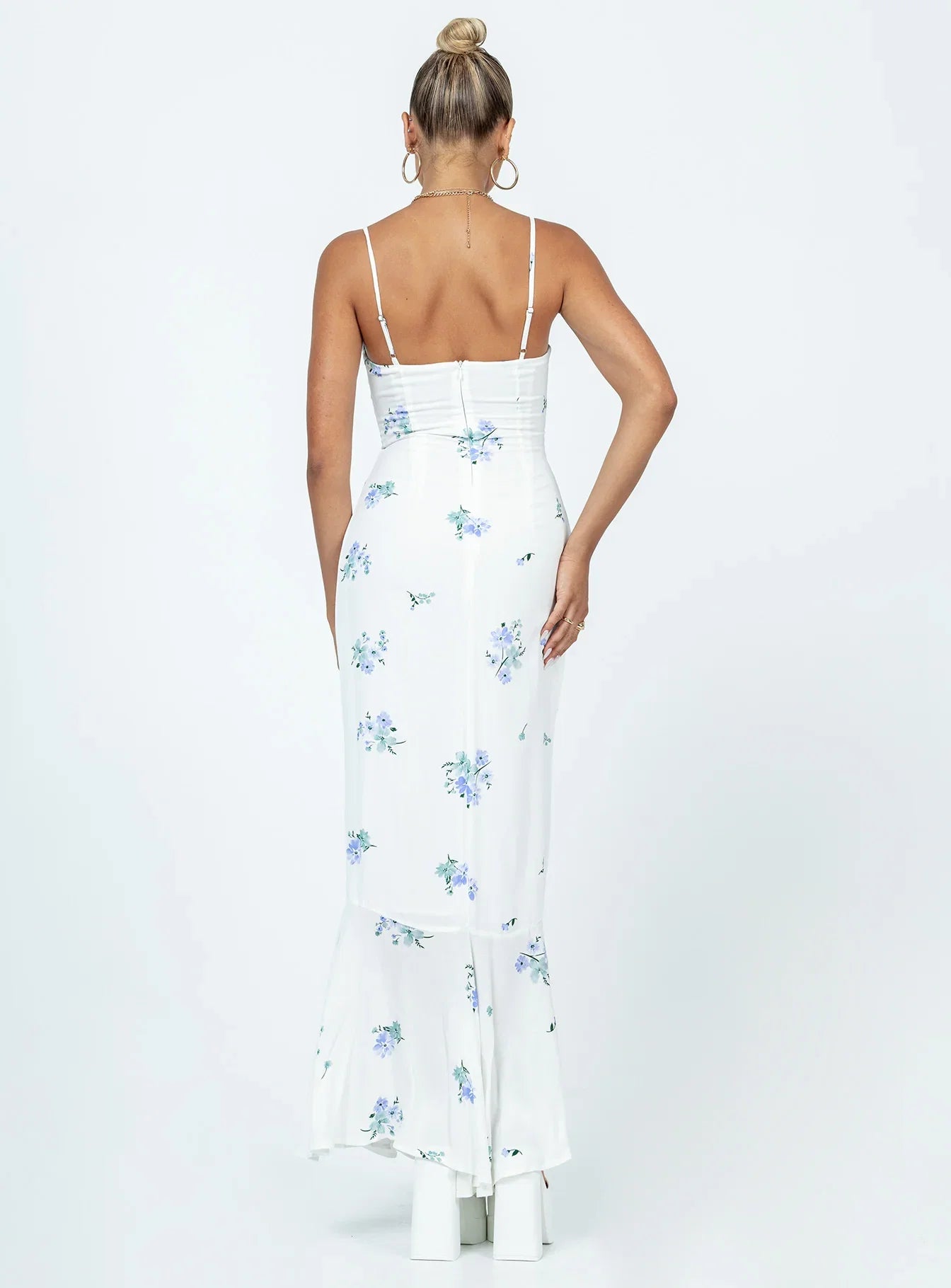 Sing Along Maxi Dress White Blue