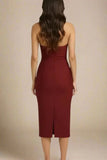 Raya Bodycon Midi Dress Red Wine