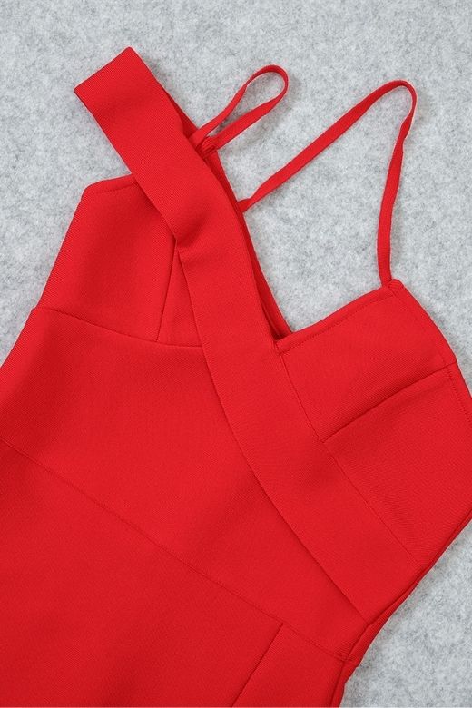 Luna Bodycon Midi Dress Lipstick Red