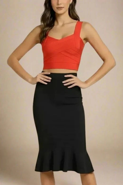 Jay Bandage Crop Top Lipstick Red