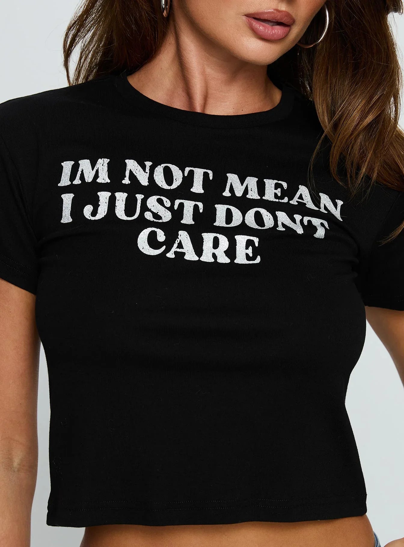 Im Not Mean Graphic Top Black