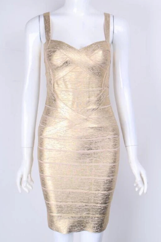 Heidi Bandage Mini Dress Gold