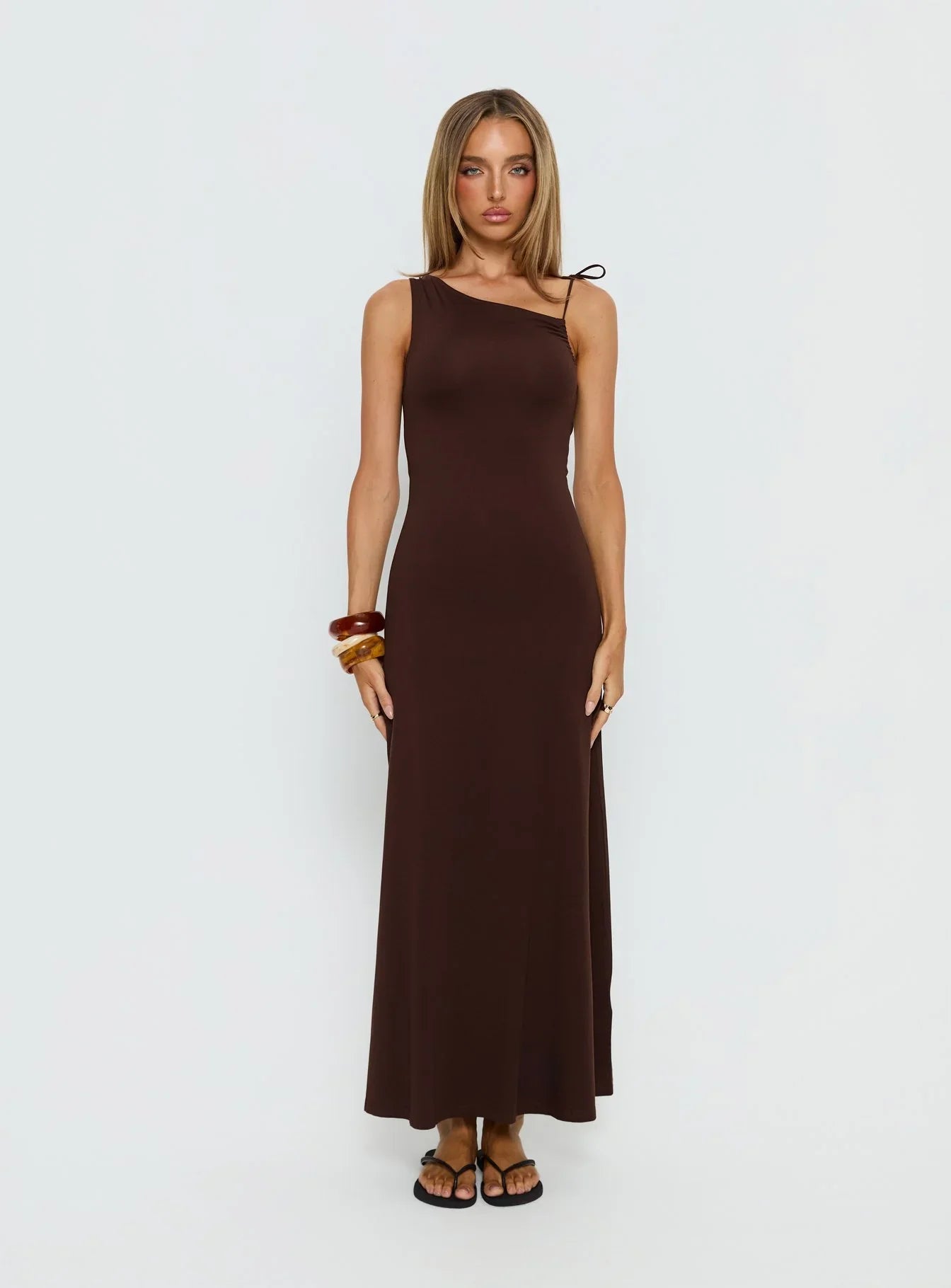 Lorinna Tie Shoulder Maxi Dress Brown