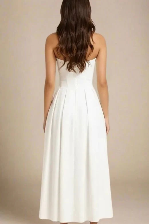 Capri Strapless Midi Dress White Pearl Sale