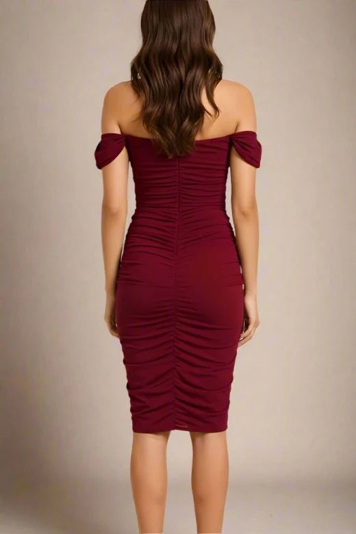 Zia Bodycon Wrap Dress Red Wine Sale