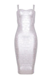 Heidi Bandage Midi Dress Silver